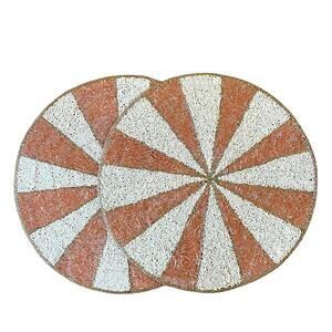 Max Studio Pink & White Candy Stripe Beaded Placemats 15in Set of 2 Holiday New